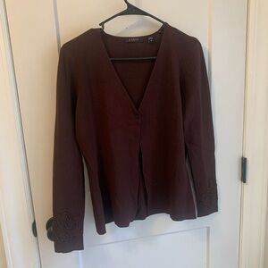 2 Piece Brown Cardigan And Tank With Embroidered And Beaded Detail Size  Medium